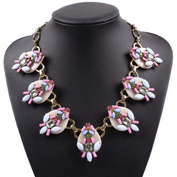 

fashion brand vintage chain necklace latest design colorful resin gold statement pendant for women necklaces, Silver