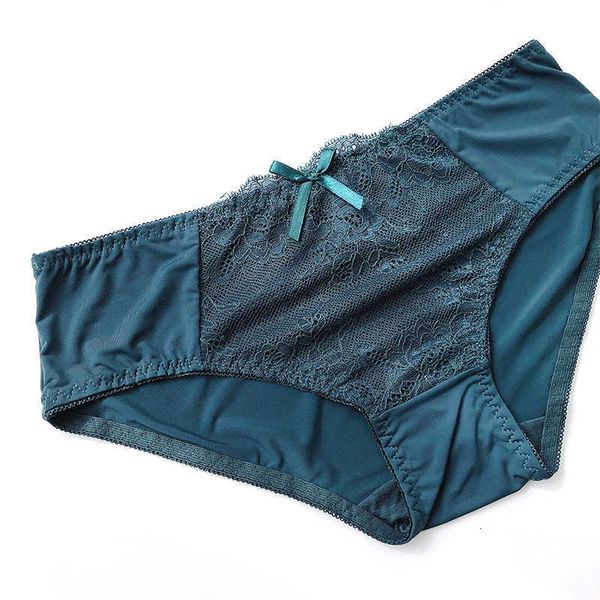 

women's panties dark green women mid-waist briefs high-end underwear lady silk lace breathable hipthin girl color, Black;white