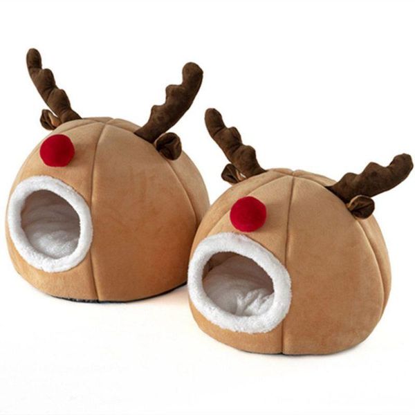 

small animal supplies pet dog cat bed soft nest christmas reindeer sleeping pad winter warm cozy beds kennel for dogs cats puppy