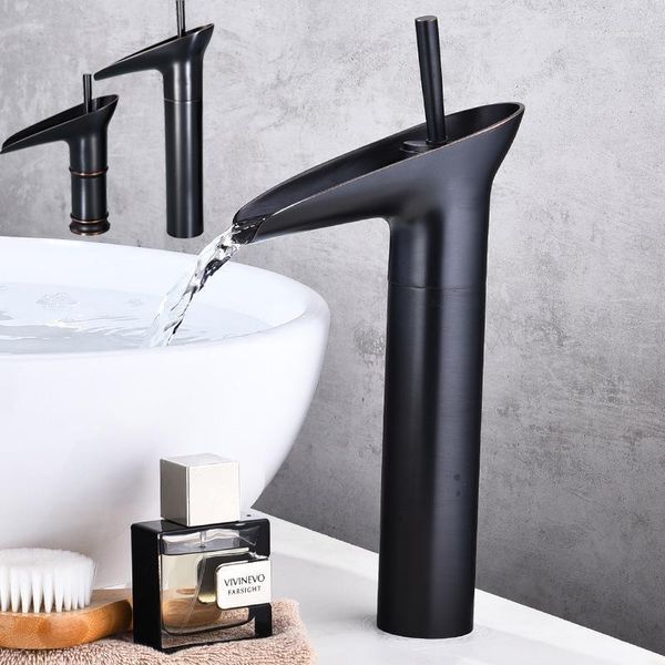 

basin faucet black antique waterfall bathroom mixer tap deck mounted wash sink and cold taps faucets1