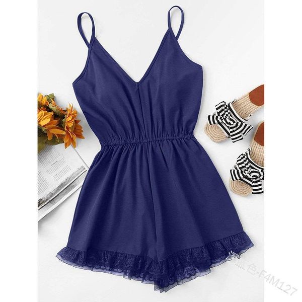 

wepbel solid color plus size playsuits women home leisure jumpsuits strap v-neck high waist slim fit jumpsuit rompers women's &, Black;white