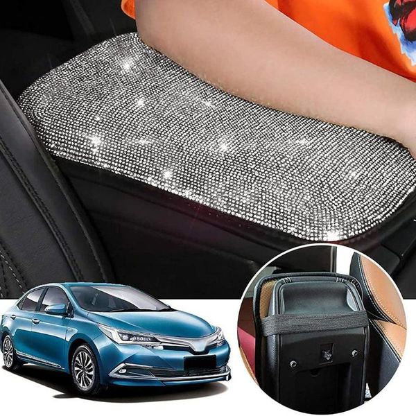 

seat cushions diamond-studded flash car armrest box mat personalized decorations dirt resistant and non-slip
