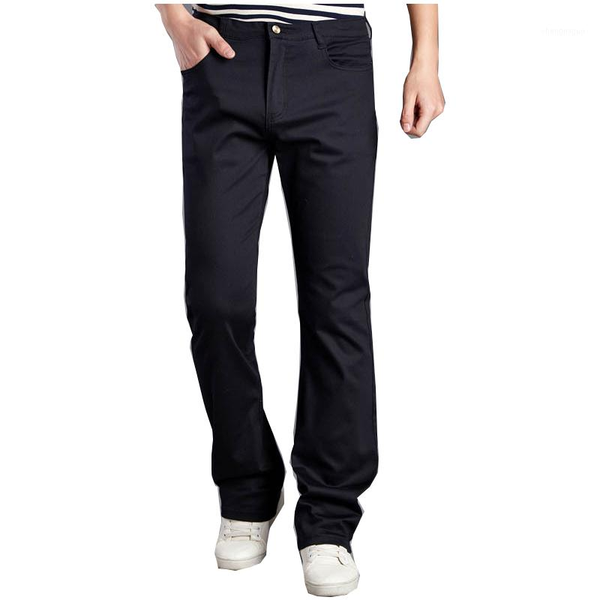 

men's pants casual flare slim white brown khaki black size 28-38 spring