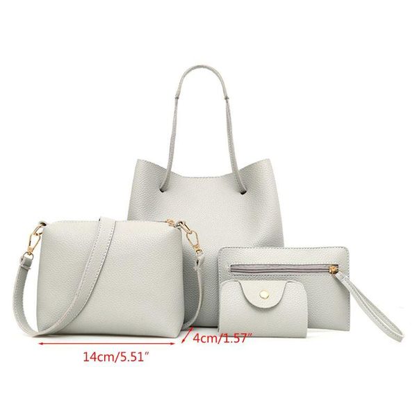 

evening bags 066f 4pcs/set women shoulder bag pu leather solid color casual style crossbody clutch card ladies pack for daily use