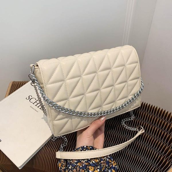 

fashion metal chain crossbody for women 2021 ladies handbags shoulder brand designer lingge handle female cross body