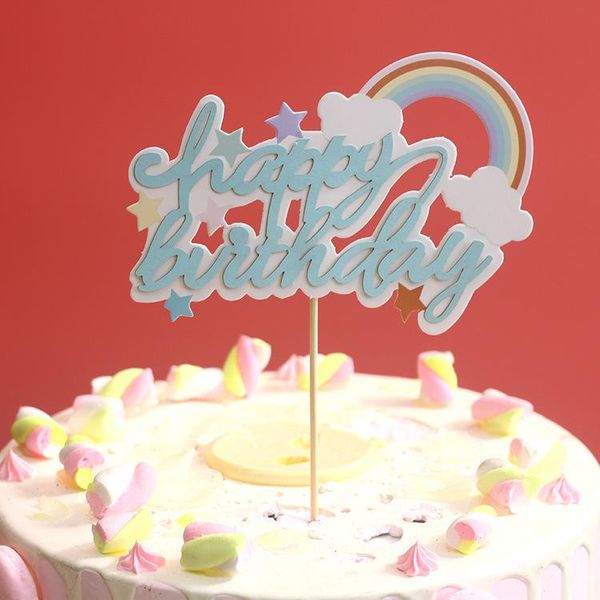 

other event & party supplies happy birthday girls cake er decoration air balloon rainbow cloud insert anniversary baking card decor