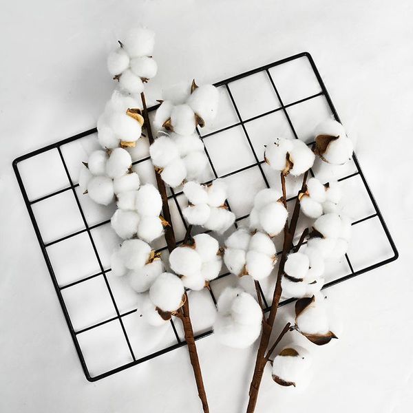 

decorative flowers & wreaths 10heads/bouquet white dried natural cotton flower branch decorations for home gardening craft wedding floral de