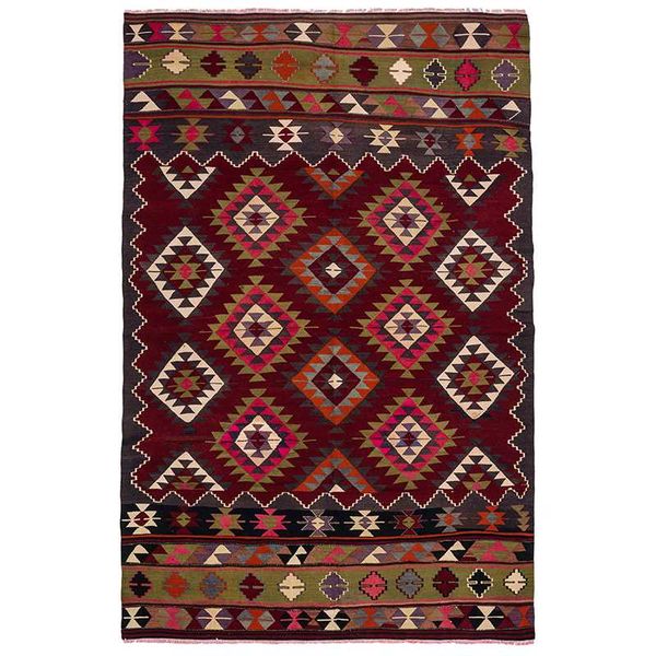 

stylish burgundy braided fabric short pile diamond tiles polygon kilim pattern rustic farm house decoration wall carpet room rug carpets