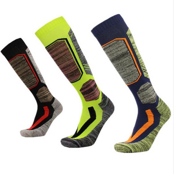 

sports socks winter thermal men women warm long ski snow outdoor thicker cotton snowboard climbing camping hiking, Black