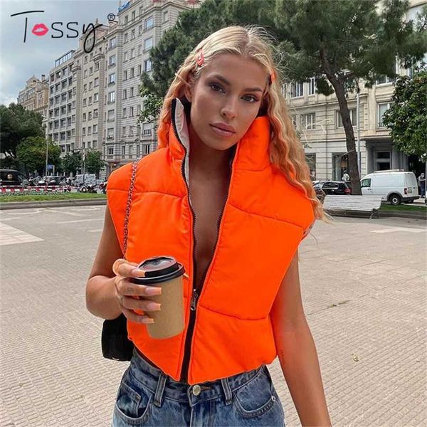 

tossy reversible coat vest short warm jacket for women turtleneck zipper sleeveless puffer female winter 211018, Black