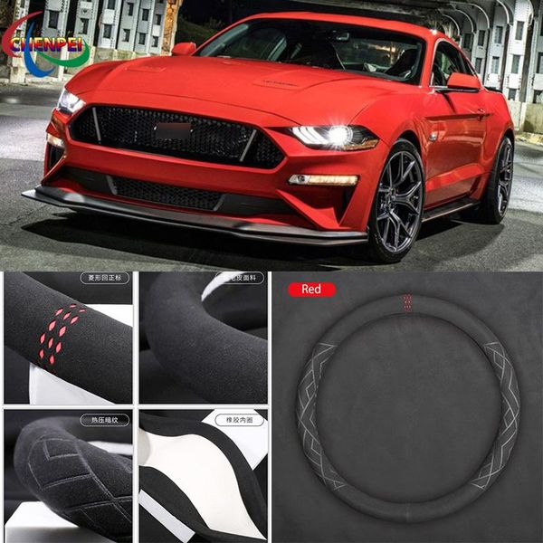 

steering wheel covers non-slip car suede cover for series f-150 mustang fiesta focus kuga explorer escort interior accessories