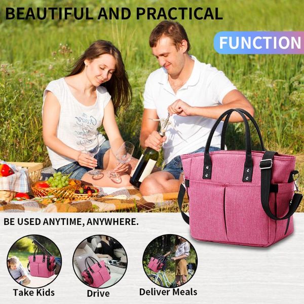

storage bags balleenshiny high-quality oxford cloth waterproof lunch box insulation bag casual frosted zipper one-shoulder portable