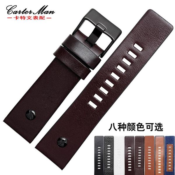 

watch bands genuine leather watchband for dz725 7dz4318 dz7313 strap 22mm 24mm 26mm 28mm 30mm bracelet, Black;brown