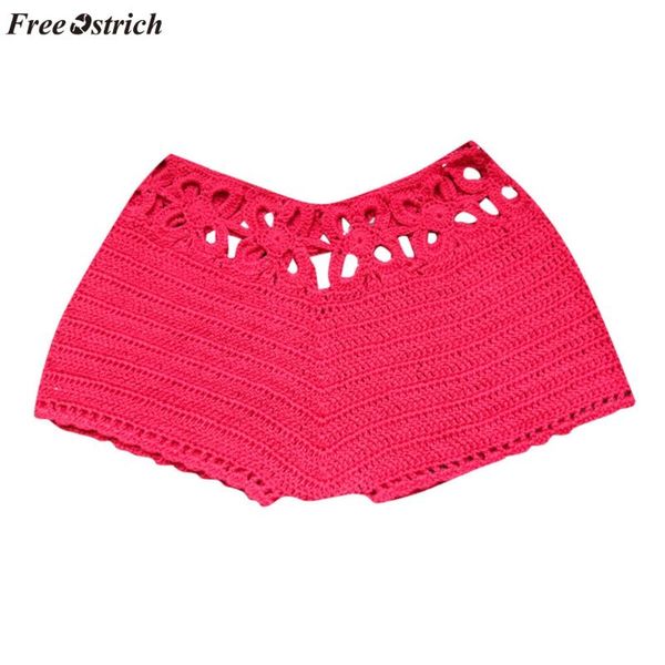 

women's shorts ostrich fashion solid color hollow high waist hole bandage beach mini boxer comfortable knit, White;black