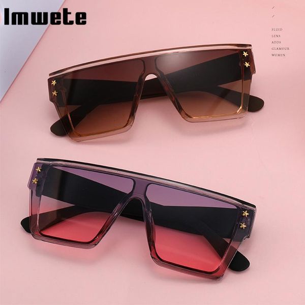 

sunglasses imwete fashion women's flat big frame trendy sun glasses female rice nail sunshade eyewear uv400, White;black