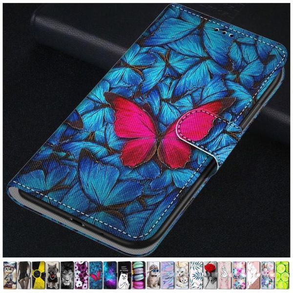 

fashion printed leather holster for case huawei y5p y6p y7p y5 2021 y6 y7 y9 prime lovely patterned wallet cover d08f cell phone cases