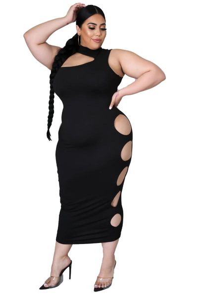 

plus size dresses for women party 3xl 4xl cute cut out black midi summer club oversized bodycon kleid jurk sukienka