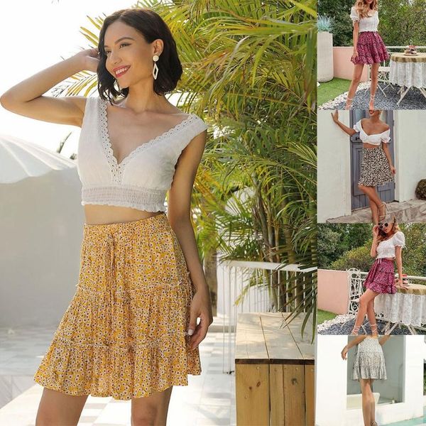 

skirts women fashion printing skirt high waist mini summer party casual clubwear, Black