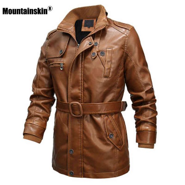 

mountain leather et mens 2021 winter long men's motorcycle pu windbreaker fashion slim fit male brand clothing 6xl sa810, Black