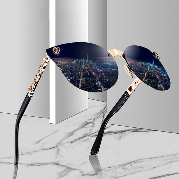 

sunglasses 2021 fashion style women gothic skull frame metal temple gold sun glasses feminino luxury, White;black