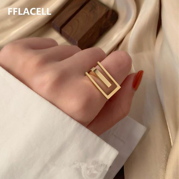 

cluster rings 2021 women personality knuckle ring simple stylish gold color for index finger jewelry gift cool, Golden;silver