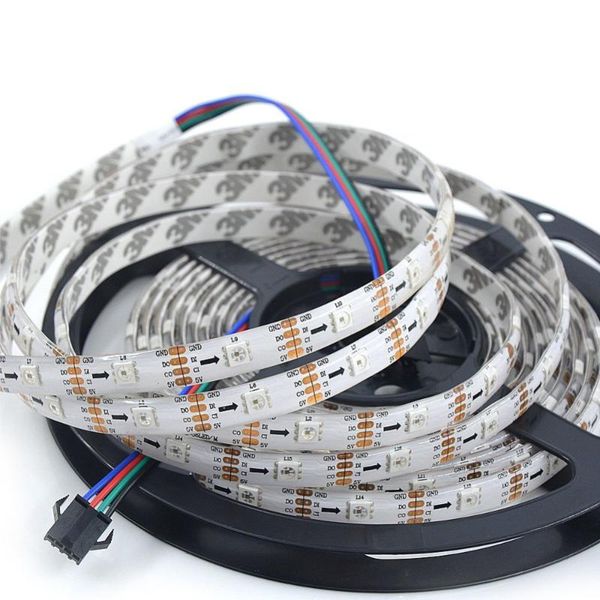 

strips mokungit 20m 4x5m sk9822 36 leds/m rgb individually addressable 180 pixel magic color led strip dc5v white black pcb