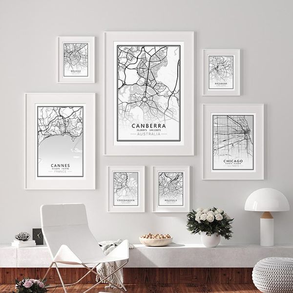 

world city map wall art tokyo rome york canvas painting modern poster and print picture for living room bedroom home decor paintings