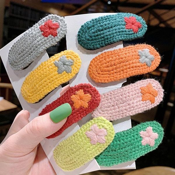 

hair accessories hairpin knitted set girl side clip hairline card baby band headbands, Slivery;white