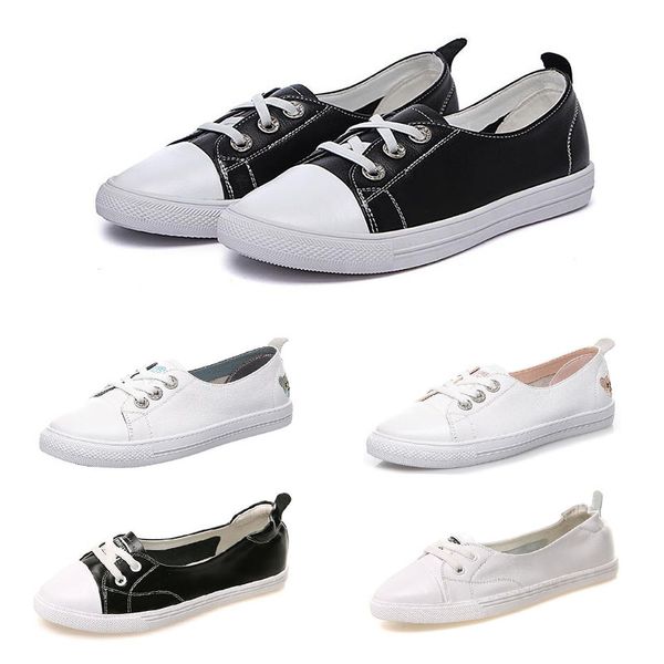 Дизайн женская кожаная обувь цвет черный белый бежевый модные женские открытый плоский бег кроссовки размером 36-40