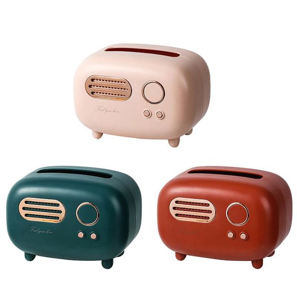 

retro radio model tissue box deskpaper holder vintage napkin case ornament storage bottles & jars