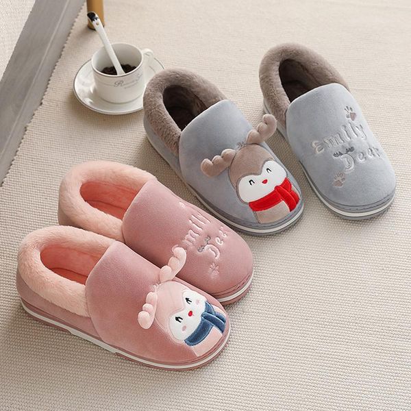

cartoon women's home slippers for house female bedroom nonslip suede flat women shoes 2021, Black