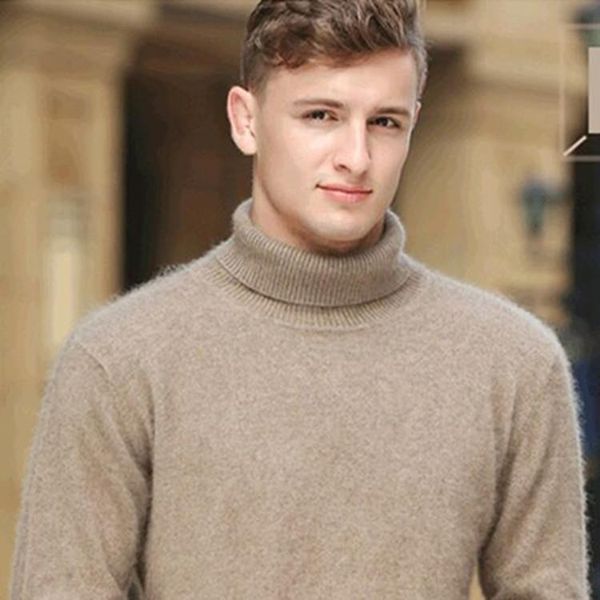 

men's hoodies & sweatshirts cashmere sweater loose mink pure color turtleneck harajuku suit minimalist, Black