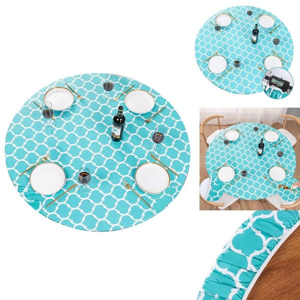 

round table cloth, elastic edge, waterproof and wipeable for terraces cloth
