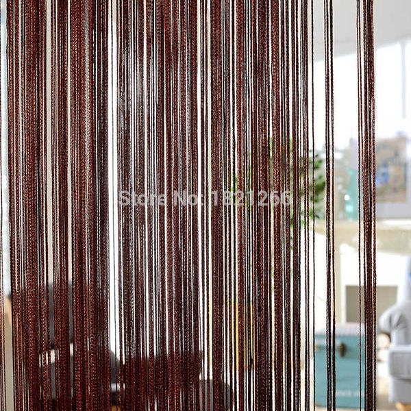 Cortina da corda de cor sólida 300 * 260 cm Cinza Cinza Branco Preto Clássico Linha Cortina Janela Cego Vanlance Room Divider 210712