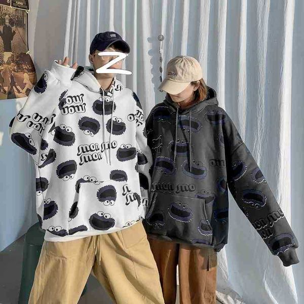 

men's big size brand oversize guochao hip hop bodysuit men's chaozhou hooded loose and fat, Black