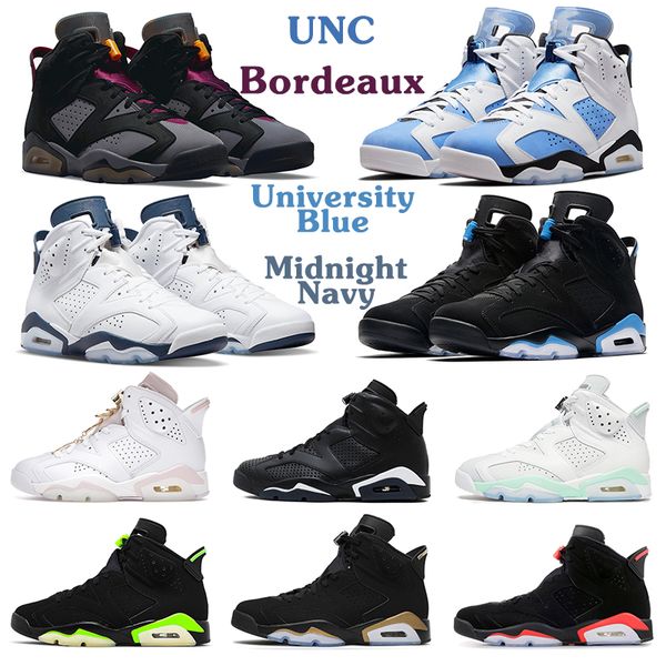 

jumpman 6 men basketball shoes 6s unc bordeaux university blue midnight navy infrared black cat electric green mint foam dmp red oreo mens