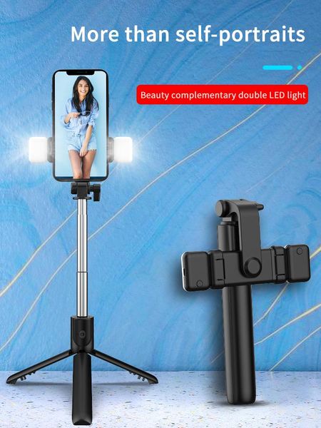 

selfie monopods r1s pro mobile phone bluetooth stick tripod foldable mini portable with fill light shutter remote control