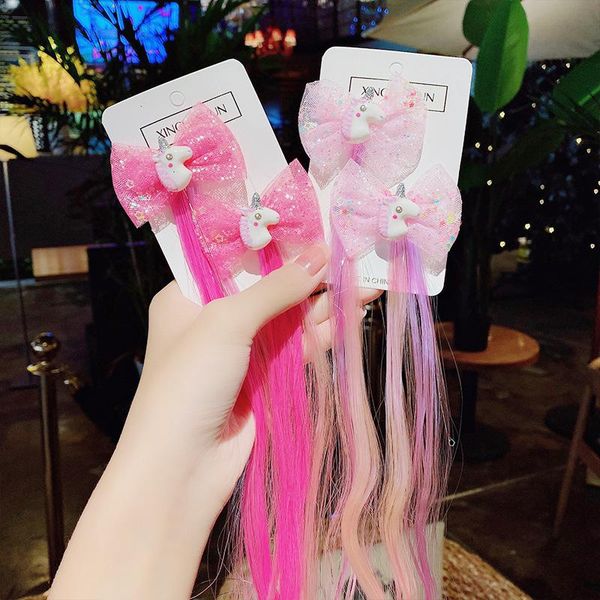 

hair accessories girls colorful wig laser tinsel party princess clips for kids cosplay headdress headwear, Slivery;white