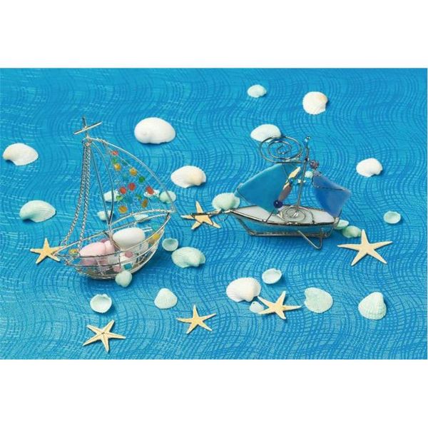 

party decoration blue wooden board backdrop boat shells stars background birthday wedding baby shower po booth studio props