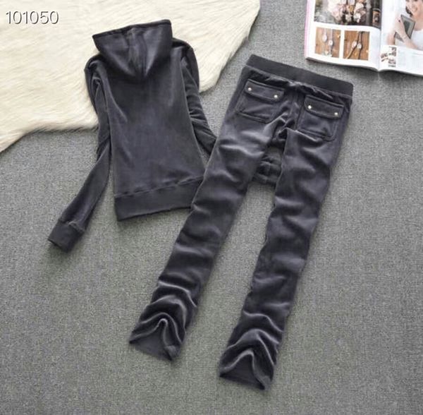 

senior brand spring/fall/winter velvet women's fabric tracksuits velour suit women large size velvet sports set long sleeve zipper clth, Gray