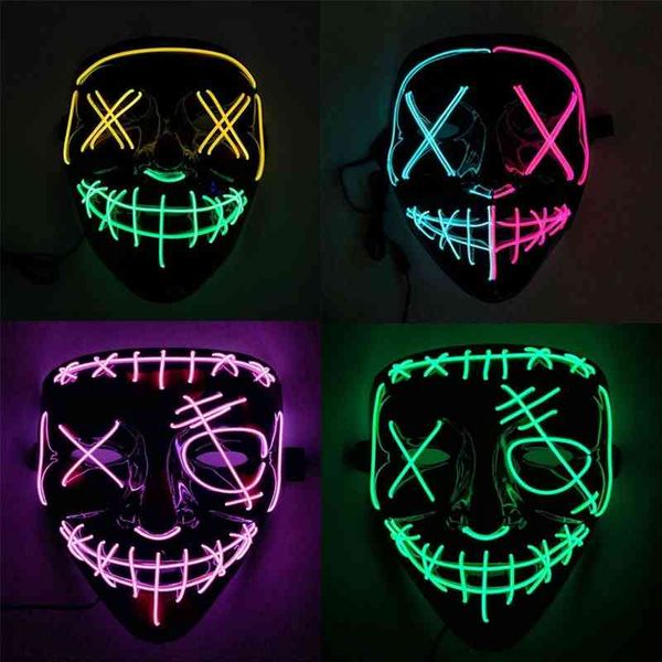 

new halloween black v-word revenge team led luminous line funny el cold light horror mask