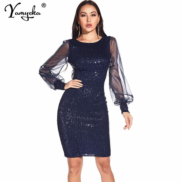 

2021vintage glitter long sleeve sequin summer dress women club pary dresses autumn office bodycon woman dress clothes vestidos, Black;gray