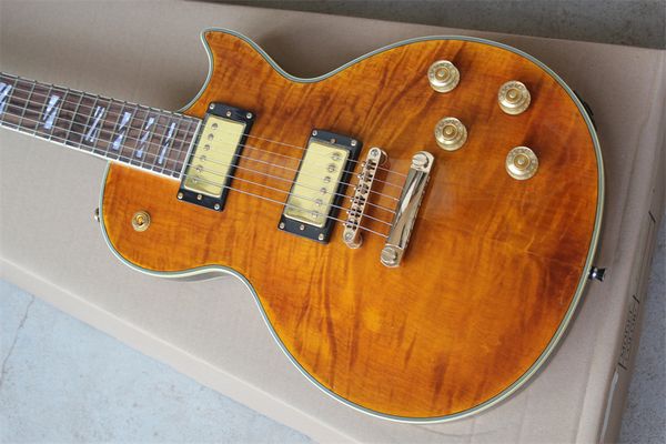 

lp custom electric guitar double tiger maple gold hardware rosewood fingerboard guitar