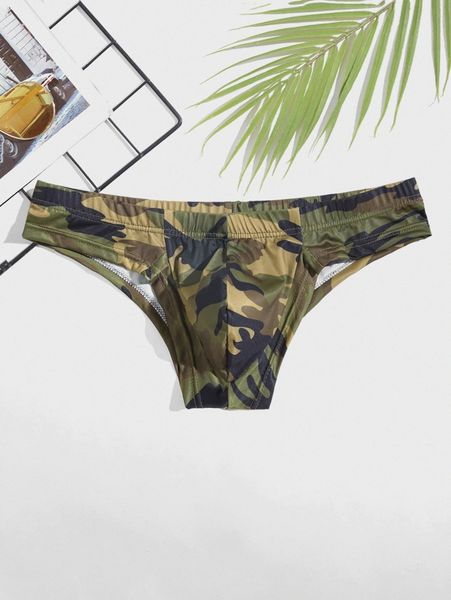 

men random camo print brief 688e#, Black;brown