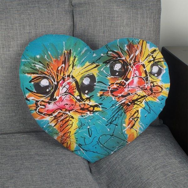 

pillow case custom ostrich art painting heart shape cover zipper pillowcase wedding home office decorative 1pcs