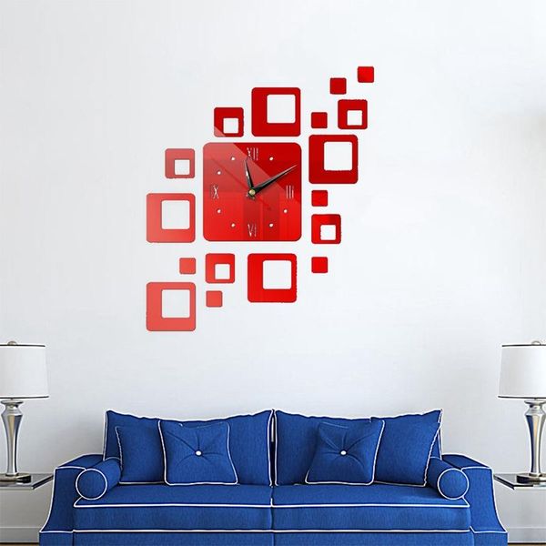

fashion diy wall stickers acrylic mirror modern style decorations for living room home docor clocks