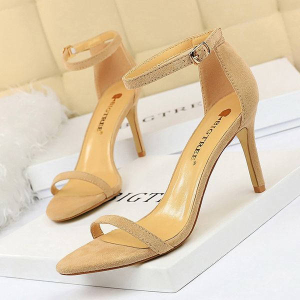 

bigtree shoes super high heels suede women heels open toe woman pumps party shoes stiletto heels summer women sandals 2021, Black