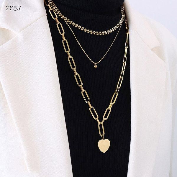 

pendant necklaces heart long sweater necklace for women stainless steel minimalist trendy elegant jewelry winter accessories, Silver