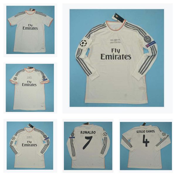 

thai 13 14 real madrid retro jerseys sergio ramos soccer jersey 2013 2014 ronaldo classical benzema football shirt raul maillot de foot aa, Black;yellow