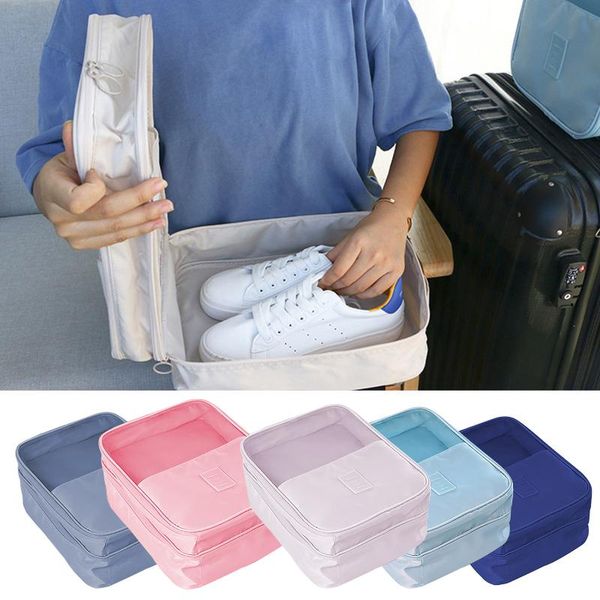 

waterproof dustproof double-layer luggage shoe storage bags organizer for men women traveling vacation trip camping boxes & bins